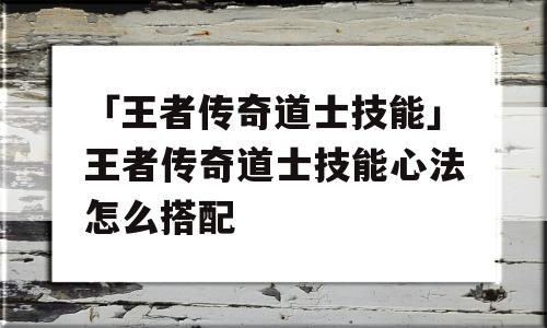 「王者传奇道士技能」王者传奇道士技能心法怎么搭配